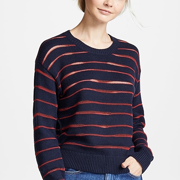 [SOLD] Rag & Bone Penn Stripe Crop Sweater - S - Picture 1 of 7